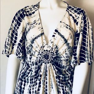 eci Embroidered V-neck Blouse XL